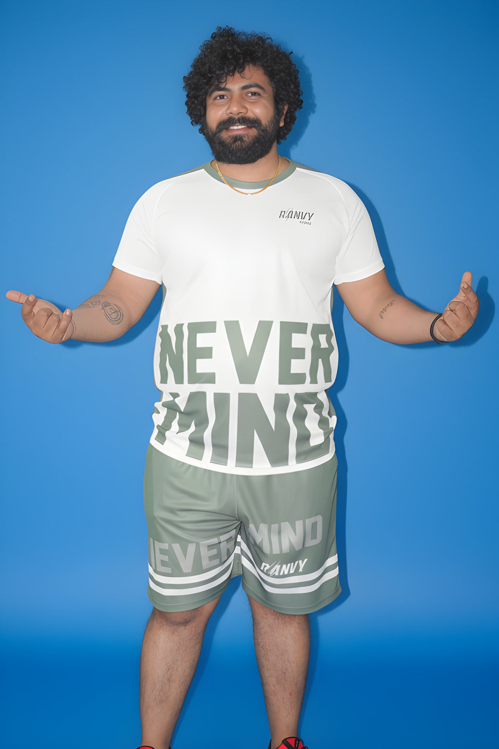 NEVER MIND Round neck casual T shirt #R0001